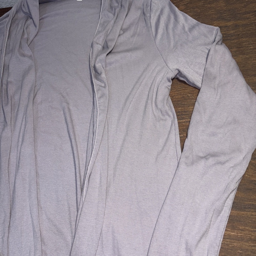 PJ Harlow Amelia Knit Open Front Cardigan Women's Large Lavender Cotton Modal - Picture 3 of 7